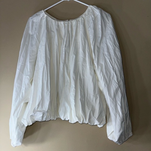Maeve anthropology puffy Poplin Bubble Blouse white size 1x - Picture 3 of 6